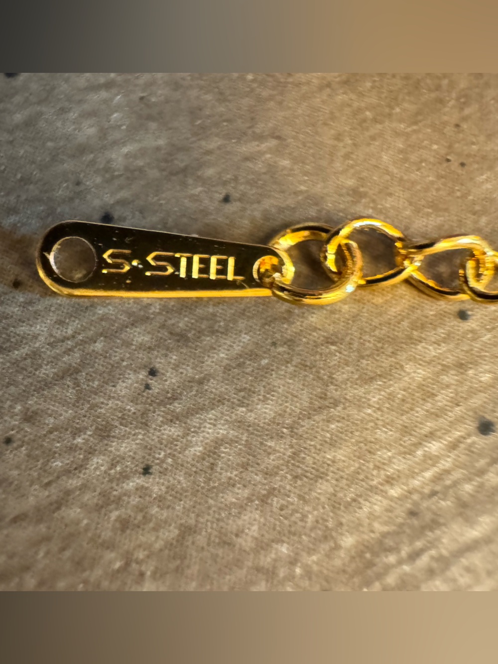 Gold Tone Chain Bracelet with Black Clover Accents - Picture 6 of 6